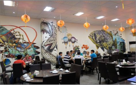 长宁县海鲜餐厅墙体彩绘